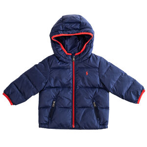 NWOT Baby Boys Polo Ralph Lauren Puffer Down Jacket Navy Blue $155 - Size 6-9 M